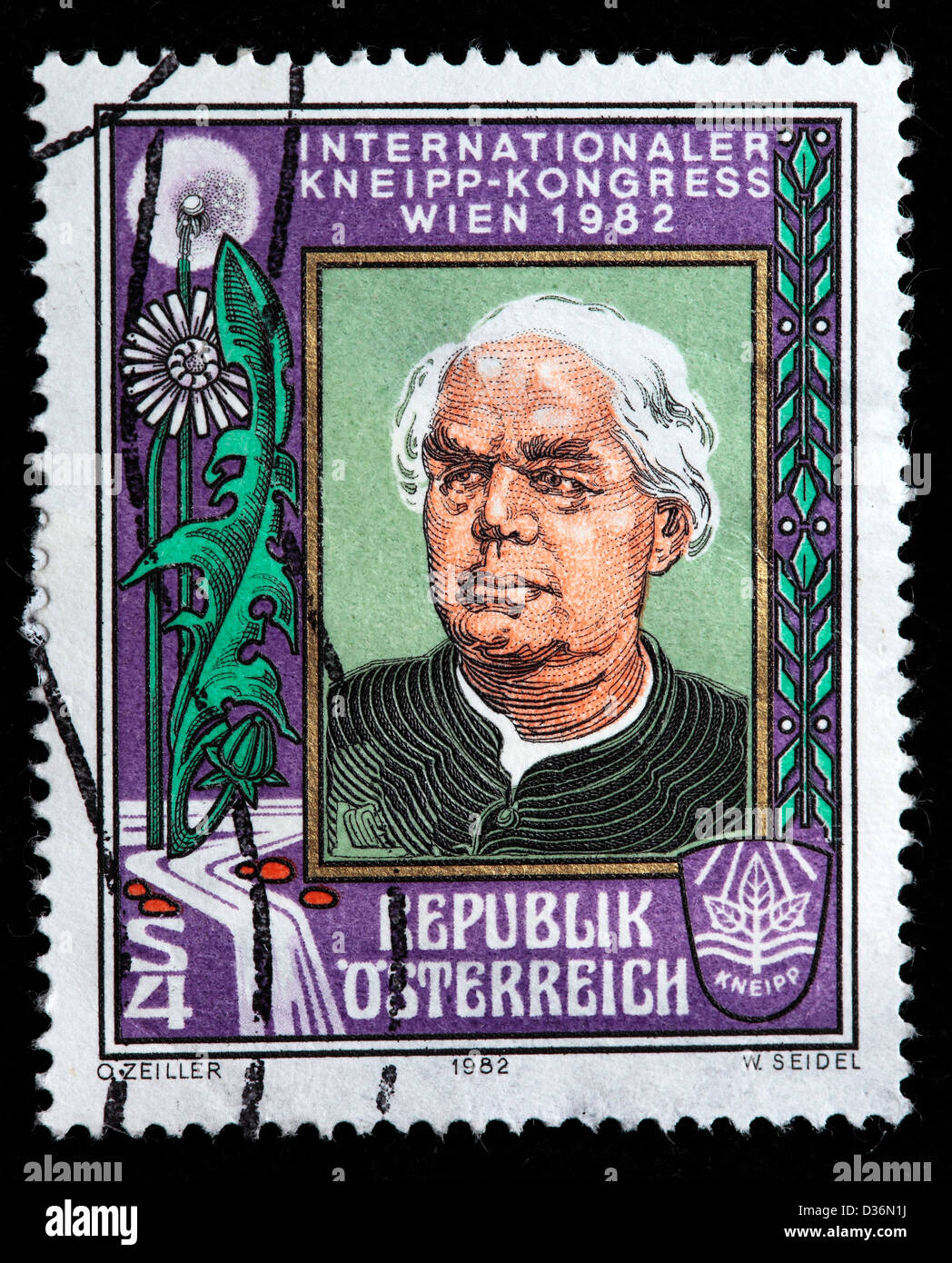 Kneipp Hydropathy Congress, Vienna, postage stamp, Austria, 1982 Stock