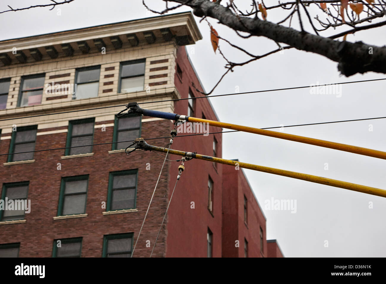 trolleybus electricity trolley poles connected to overhead electric