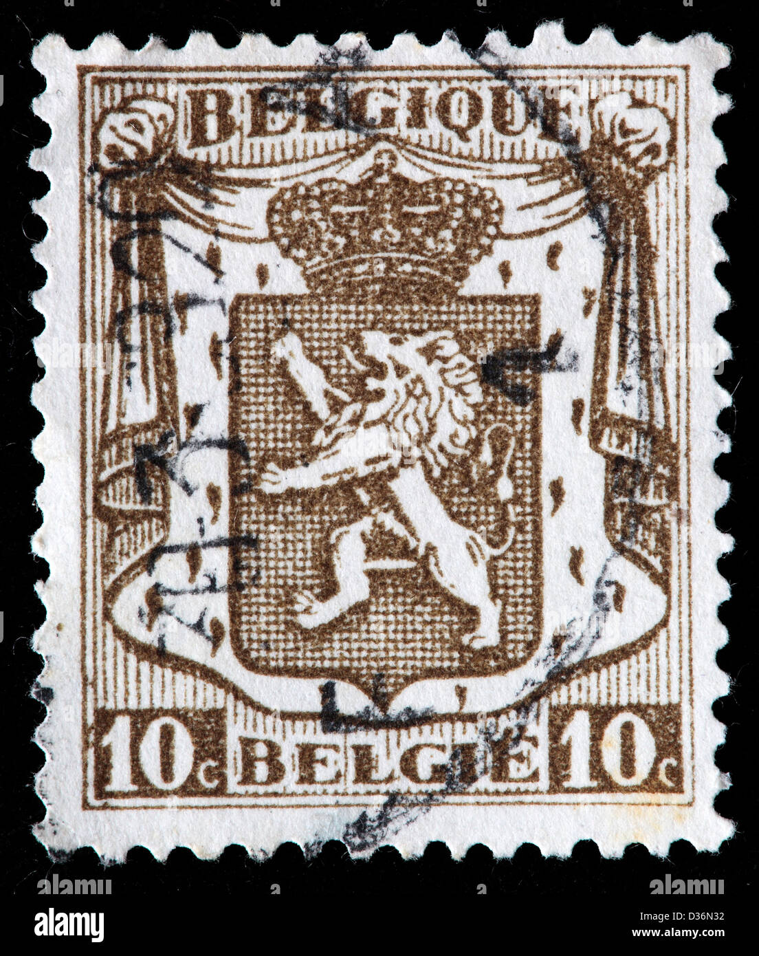 Coat of arms, postage stamp, Belgium, 1935 Stock Photo