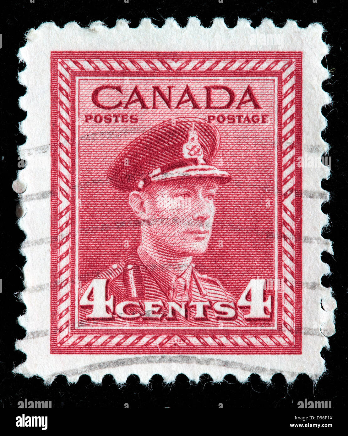 King George VI, postage stamp, Canada, 1942 Stock Photo