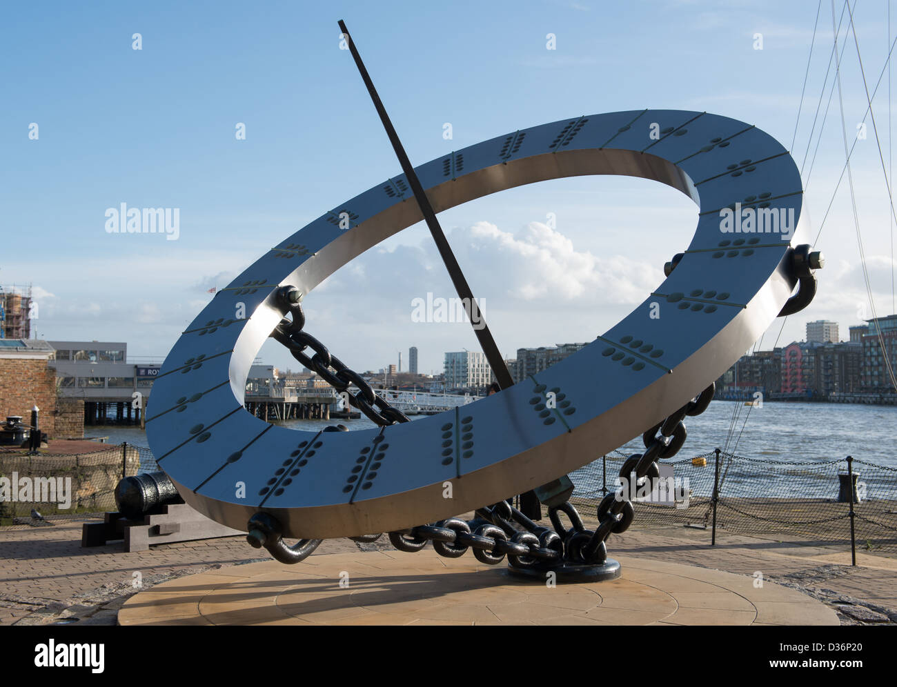 Sundial by the River Thames near St Katherine Dock Stock Photo