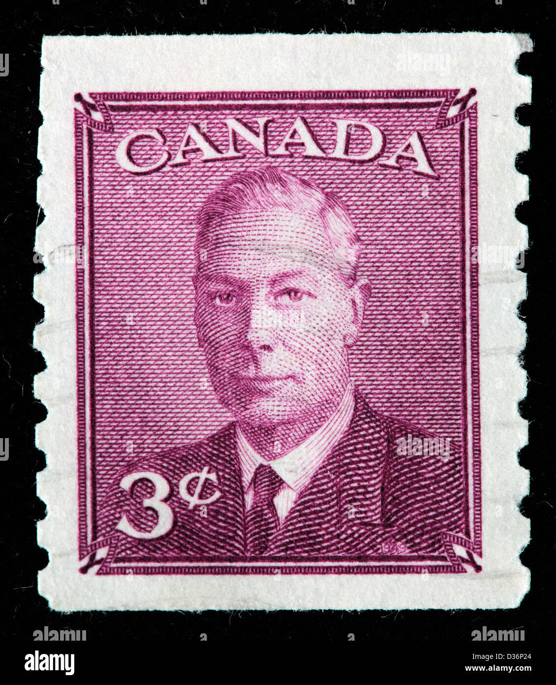 King George VI, postage stamp, Canada, 1949 Stock Photo