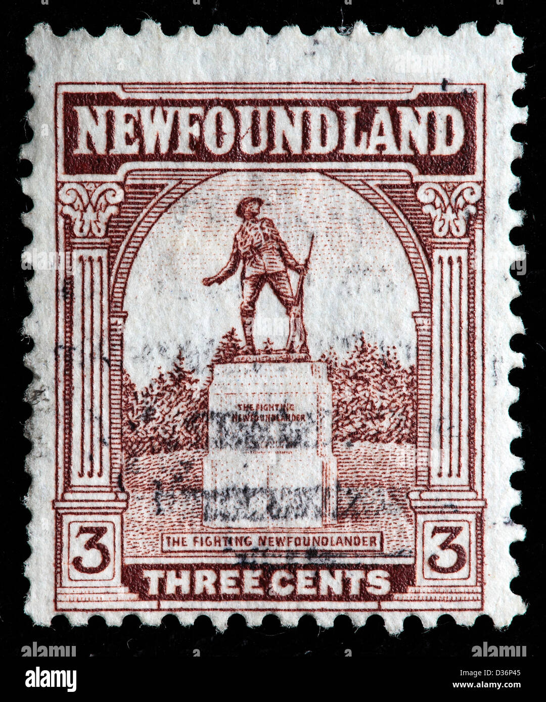 War Memorial, St. John's, postage stamp, Canada, Newfoundland, 1923 Stock Photo