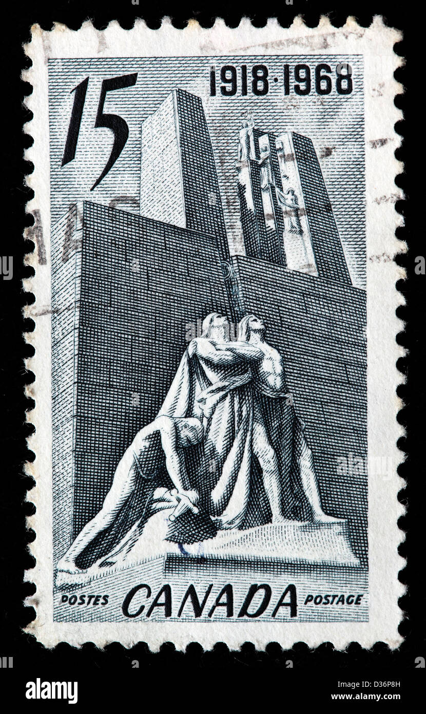 Canadian Memorial, Near Vimy, France, postage stamp, Canada, 1968 Stock Photo