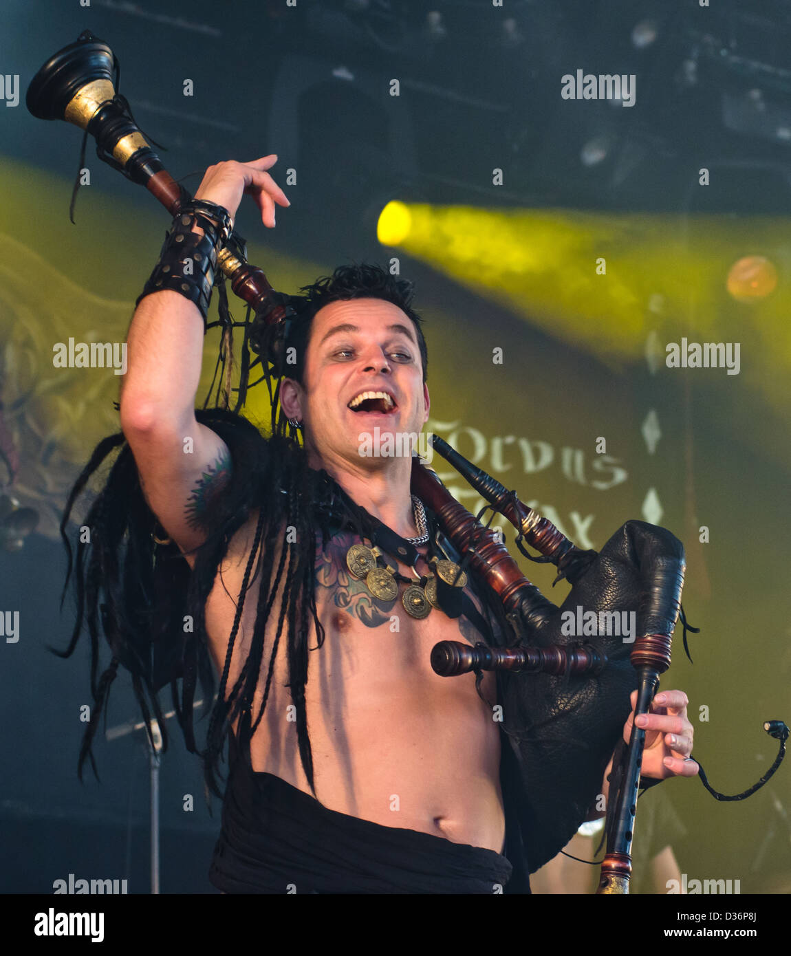 Wim of Corvus Corax performing live at the Amphi Goth Festival in Cologne Stock Photo