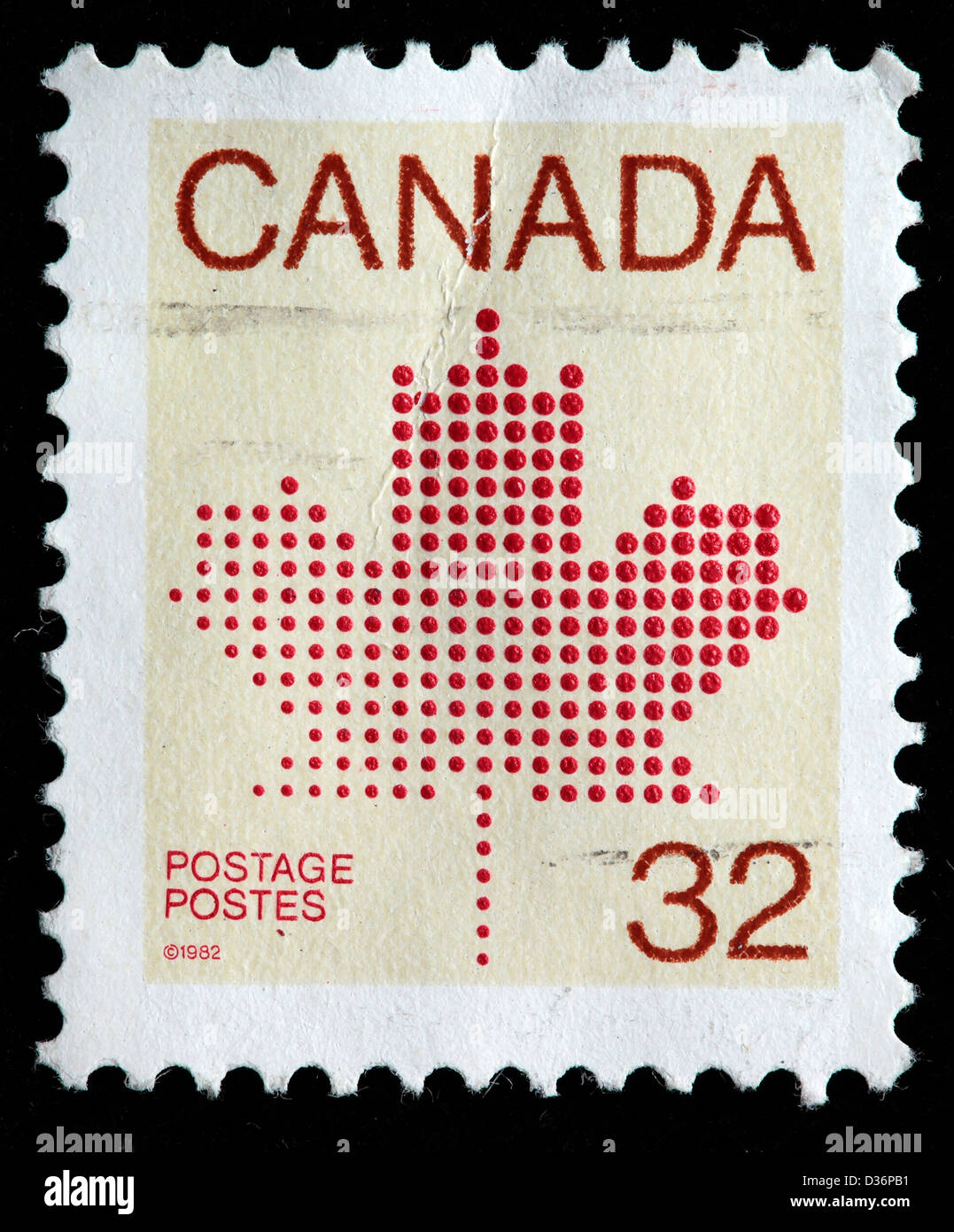 Maple leaf, postage stamp, Canada, 1982 Stock Photo