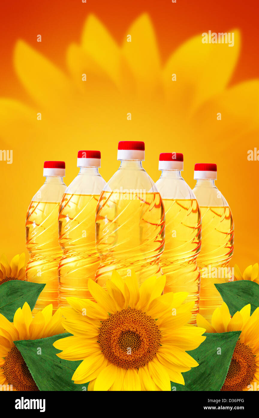 Download Sunflower Oil In Plastic Bottles Over A Warm Sunny Background Stock Photo Alamy PSD Mockup Templates