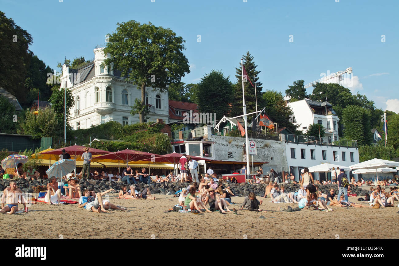 Hamburg, Germany, on the Elbe pearl beach cafe Stock Photo