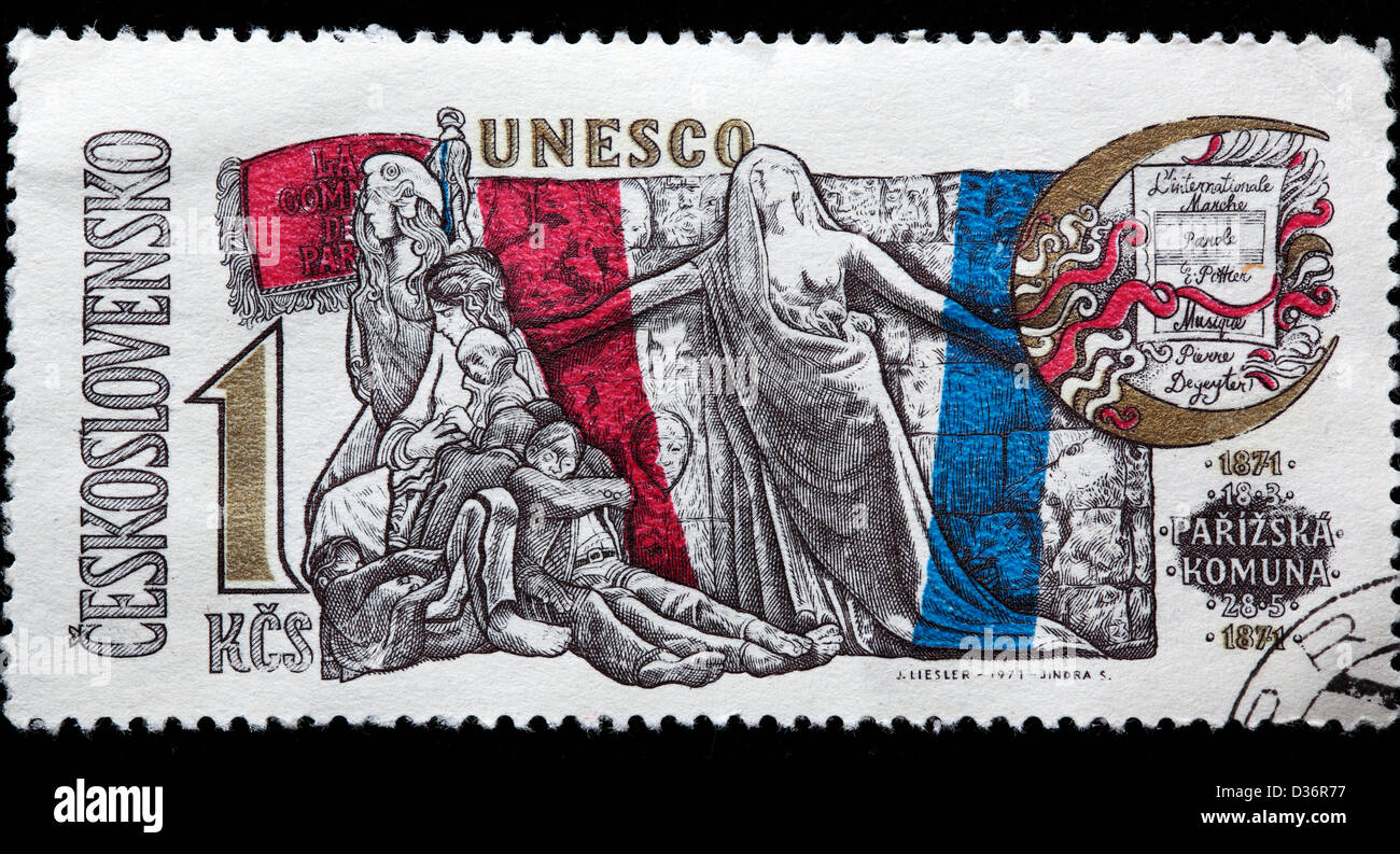 Paris Commune, postage stamp, Czechoslovakia, 1971 Stock Photo