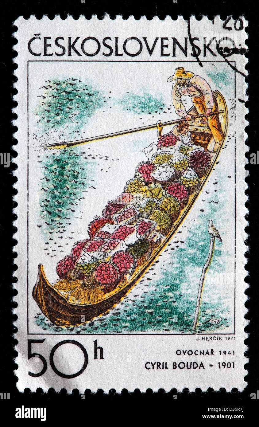 Dressage, by Frantisek Tichy, postage stamp, Czechoslovakia, 1971 Stock Photo