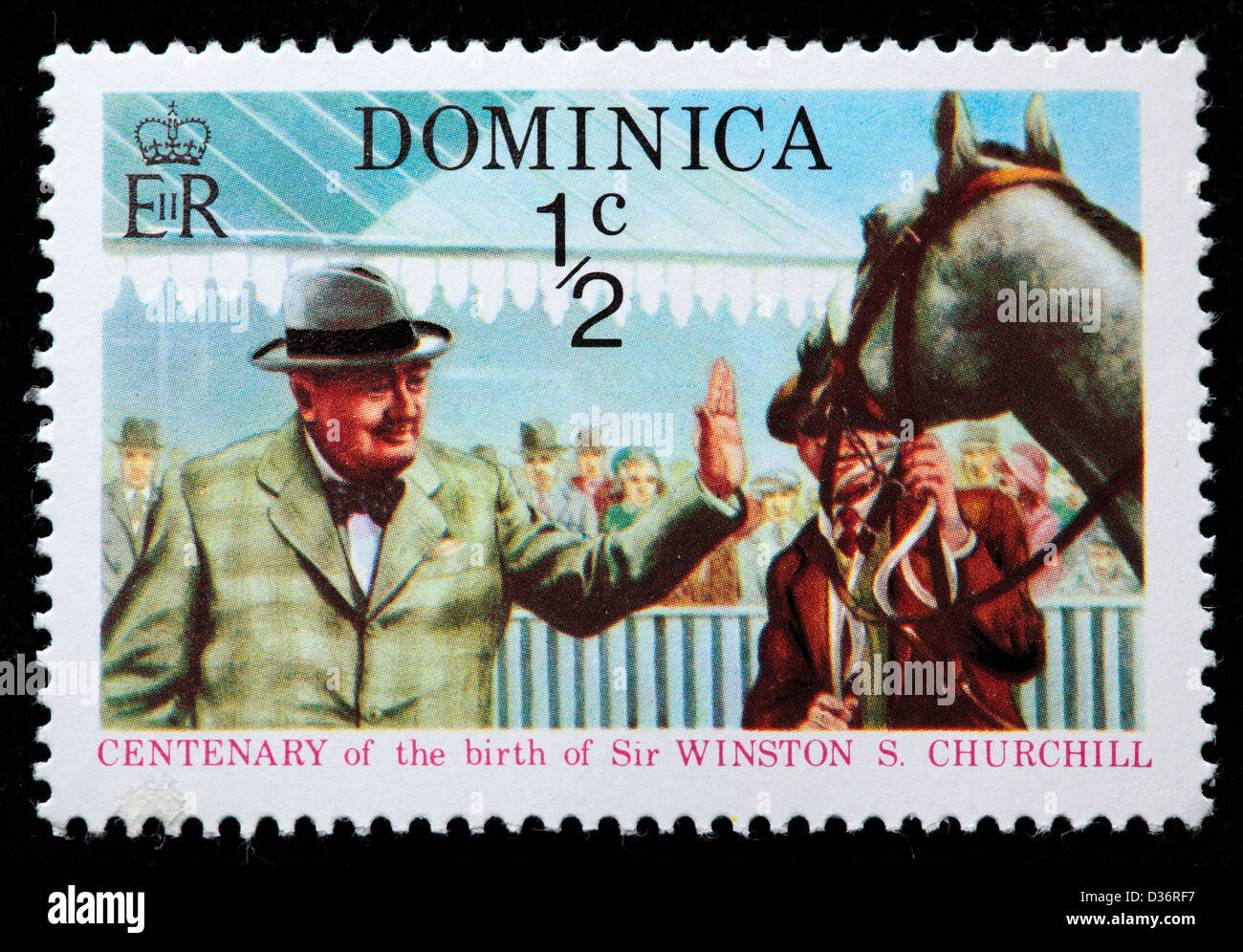 Winston Churchill, postage stamp, Dominica, 1974 Stock Photo