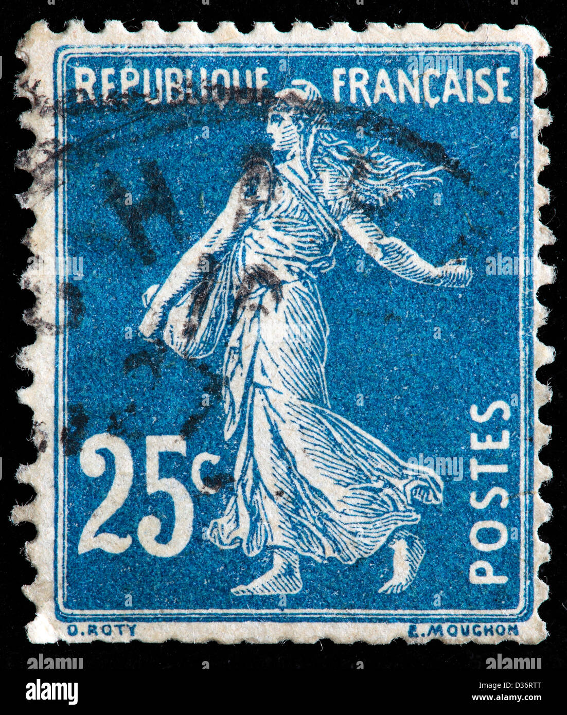 100 French Stamps 15f Used Blue Postage Stamps, Vintage Marianne Post Stamps  From France FREE POSTAGE 