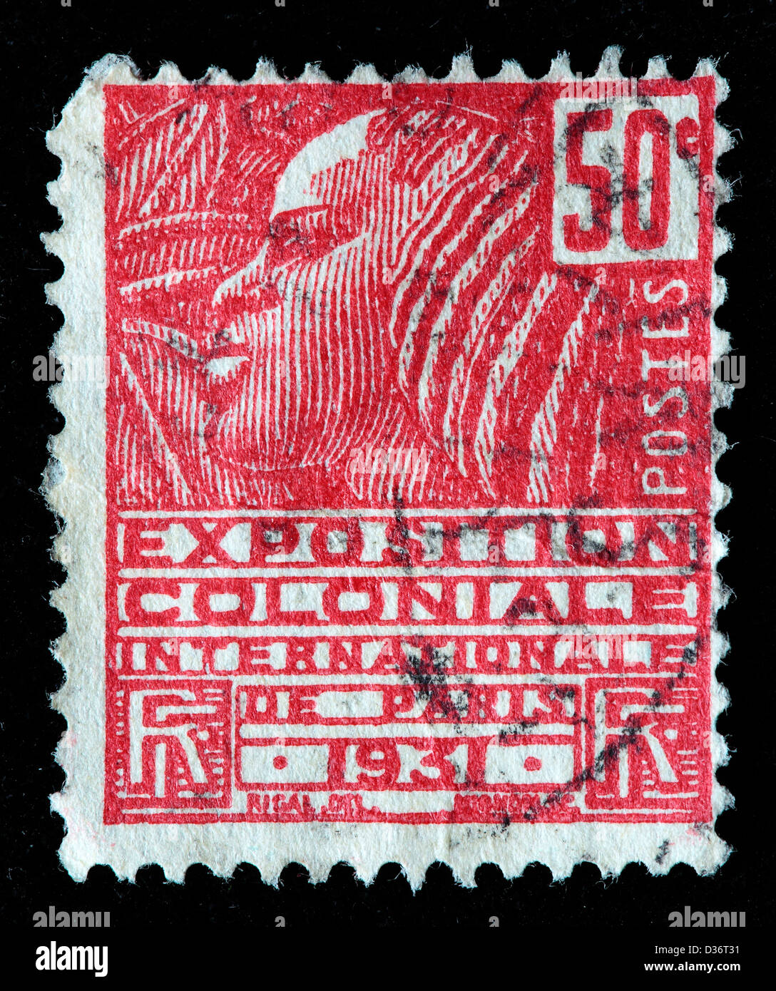 Colonial Exposition, Fachi Woman, postage stamp, France, 1931 Stock Photo