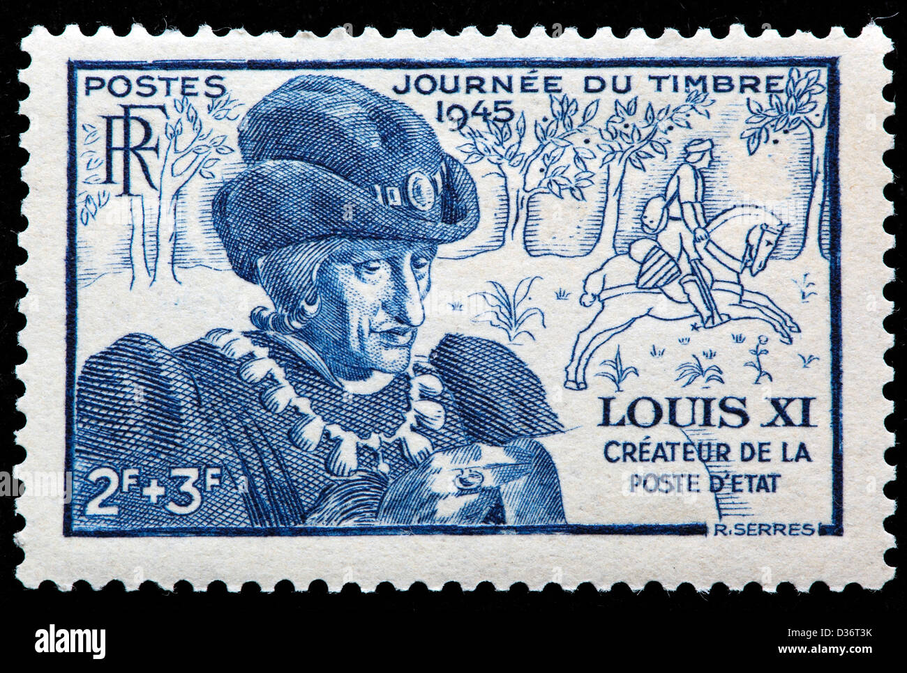 King Louis XI, postage stamp, France, 1945 Stock Photo
