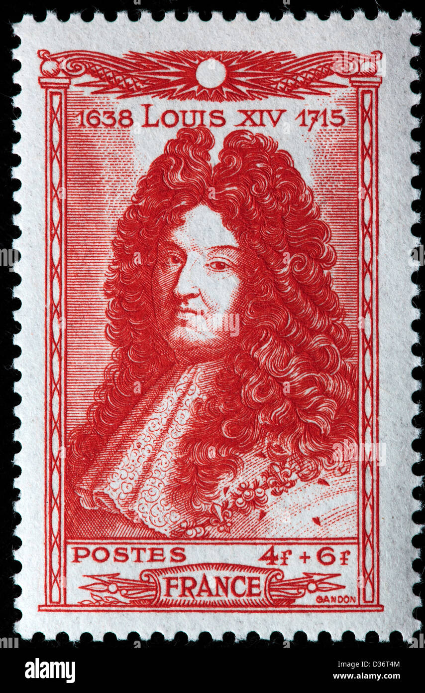 King Louis XIV, postage stamp, France, 1944 Stock Photo