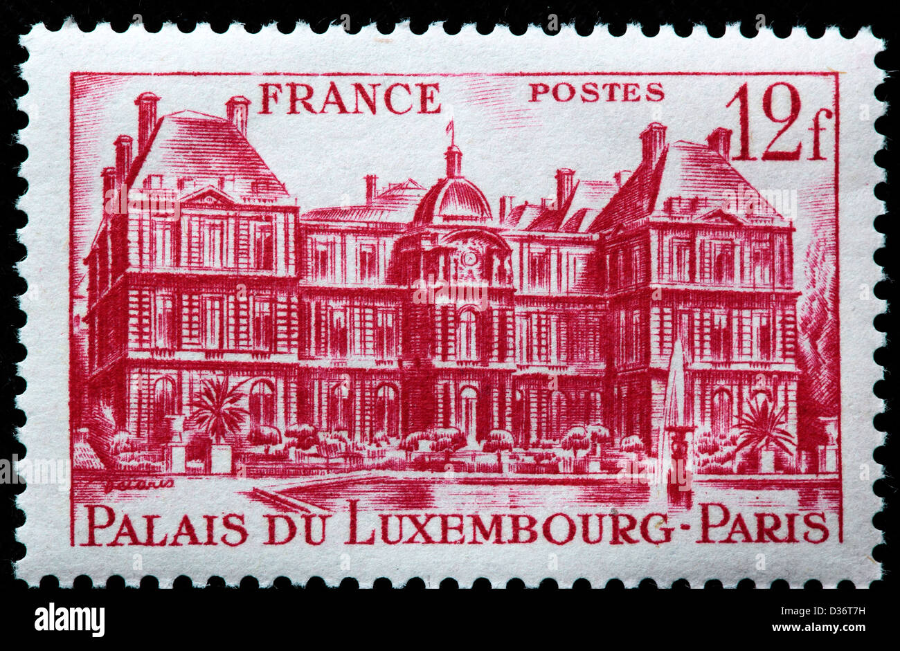 Luxembourg Palace, postage stamp, France, 1946 Stock Photo Alamy