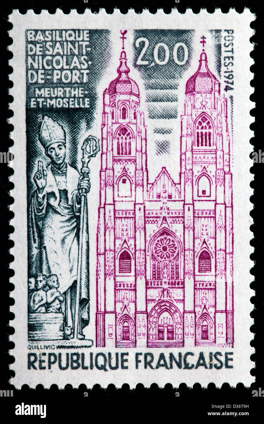 Basilica de Saint Nicolas de Port, Meurthe et Moselle, postage stamp, France, 1974 Stock Photo
