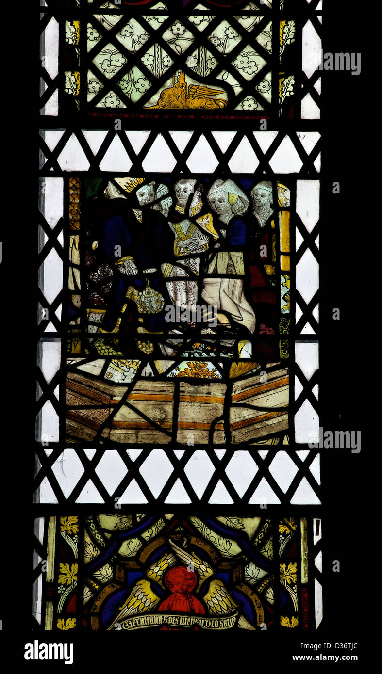 Sacrament of Matrimony stained glass, Durham Cathedral, County Durham, Northeast England, UK, GB Stock Photo