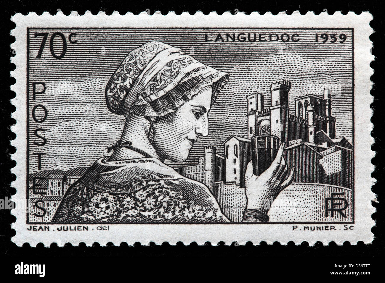Maid of Languedoc, postage stamp, France, 1939 Stock Photo