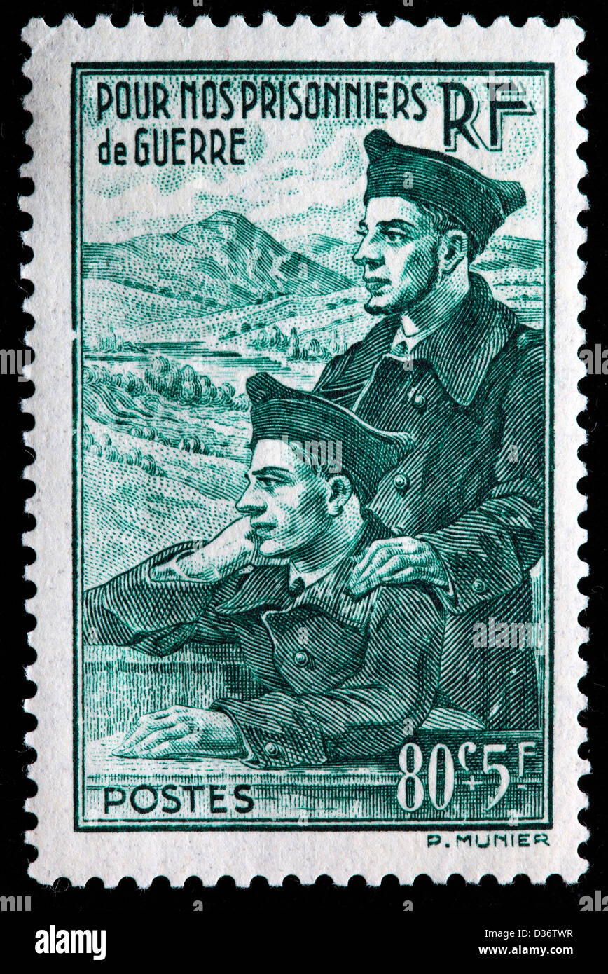 Prisoners of War, postage stamp, France, 1941 Stock Photo