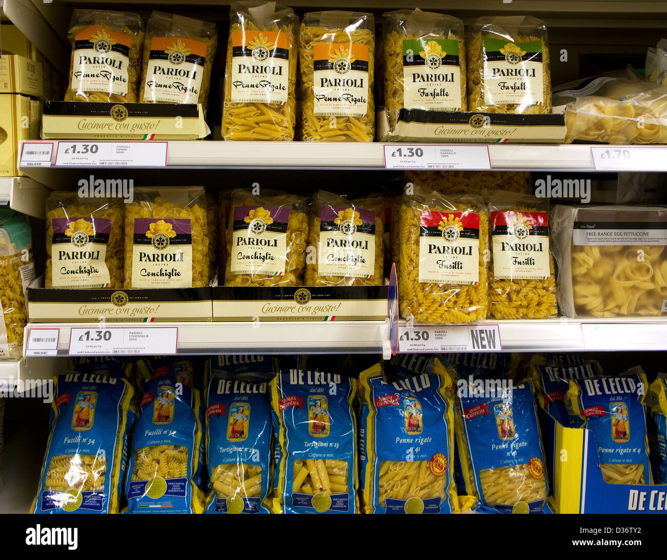 Packets of pasta in a uk supermarket Stock Photo Alamy
