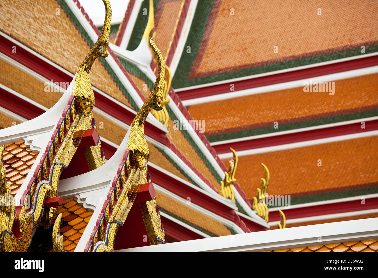thailand temples,  bangkok culture with buddha at Wat Po tiles in BKK Stock Photo