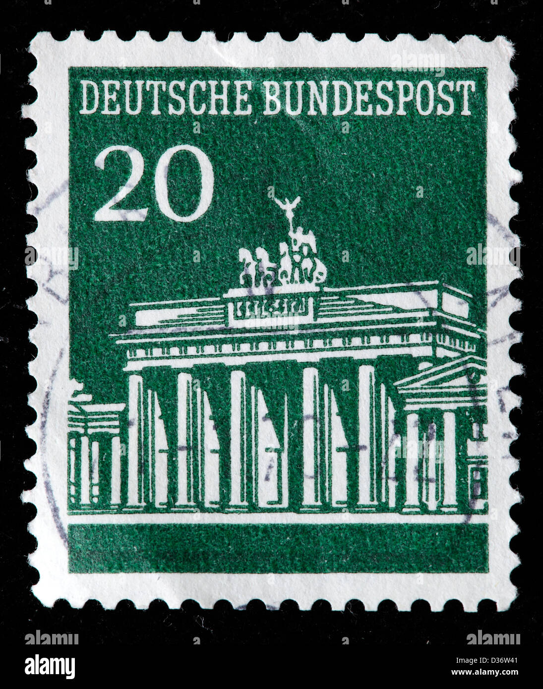Brandenburg Gate, Berlin, postage stamp, Germany, 1966 Stock Photo Alamy