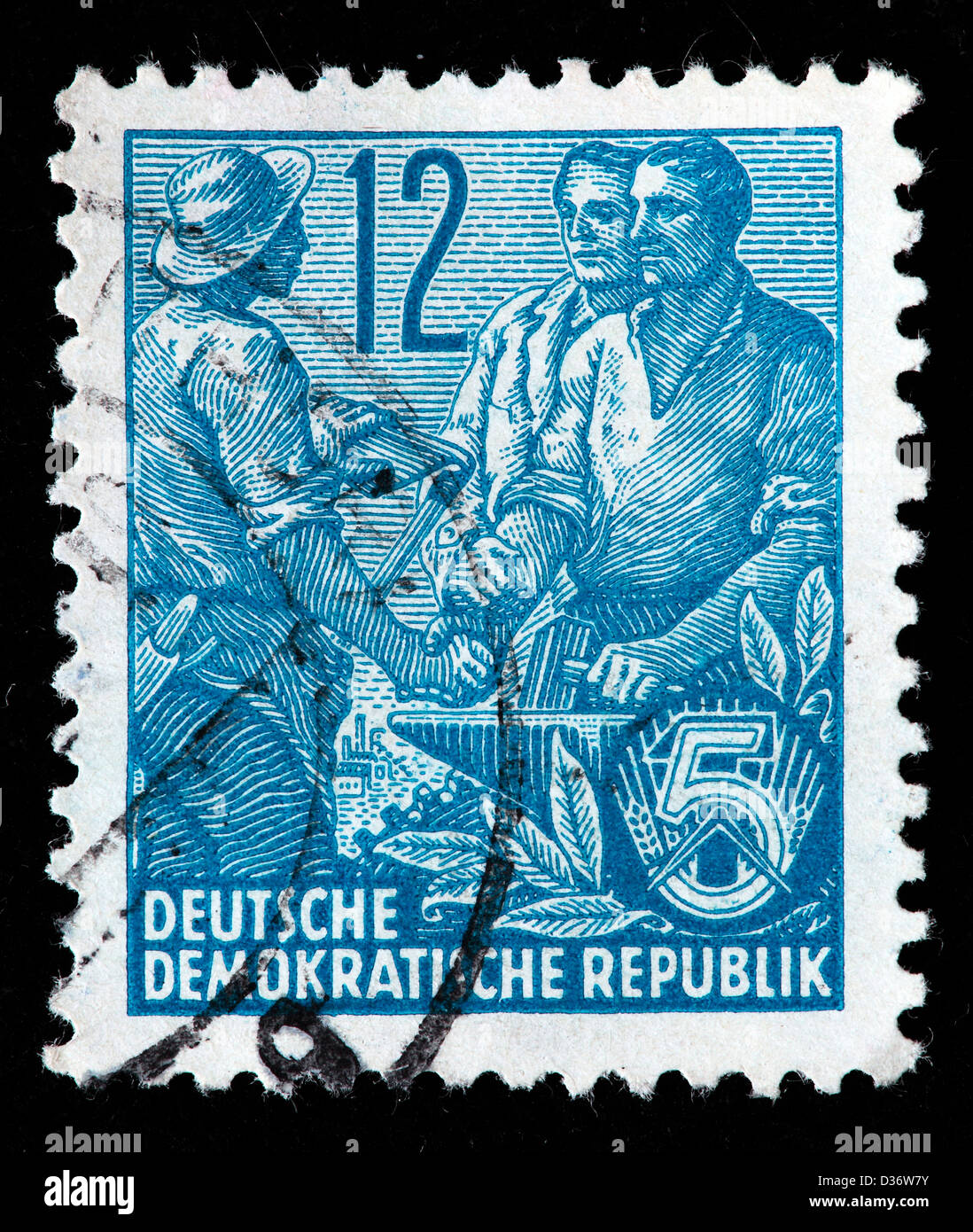 Worker, peasant and intellectual, postage stamp, Germany, 1953 Stock Photo