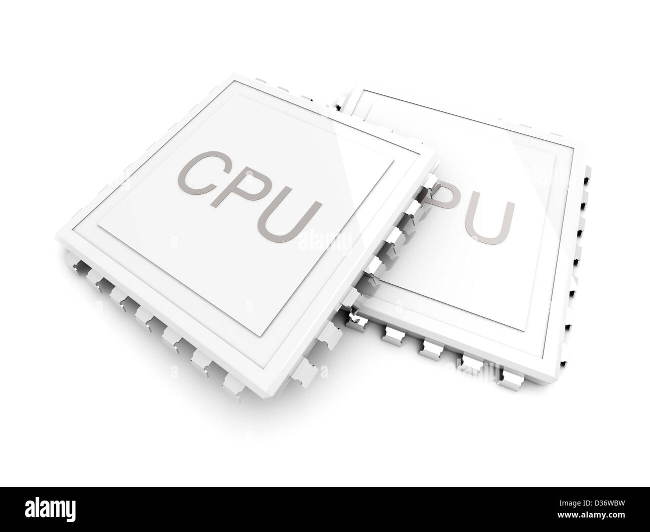 Two Cpus 3D rendered Illustration. Isolated on white. Two CPUs Stock Photo - Alamy