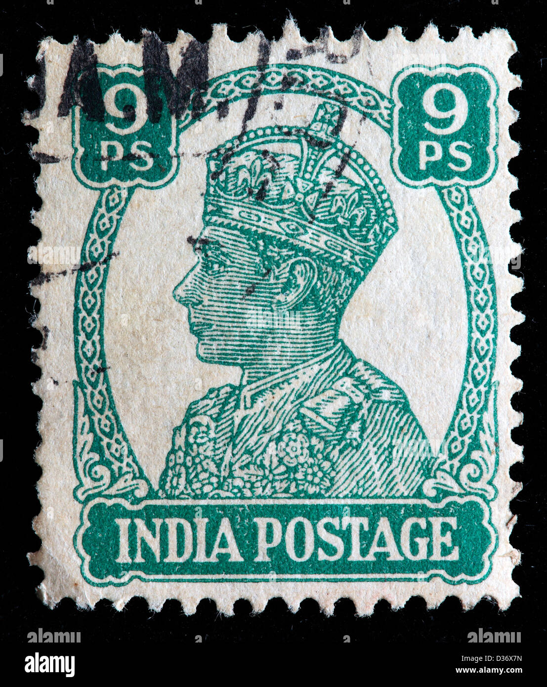 King George VI, postage stamp, India, 1941 Stock Photo