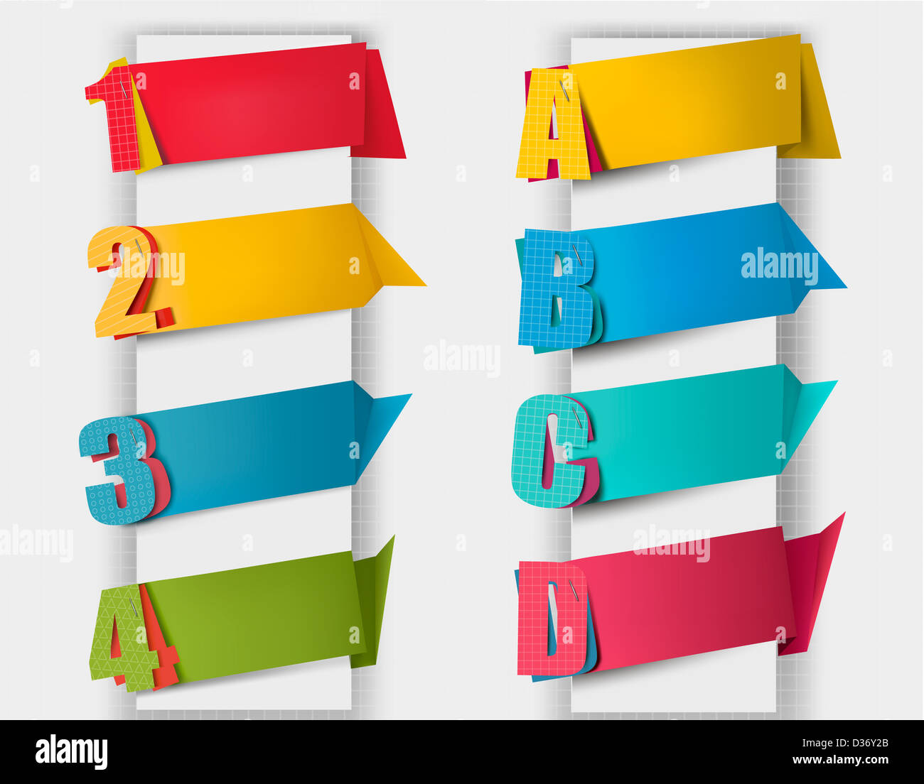 Abstract origami banners with letters and numbers Stock Photo - Alamy