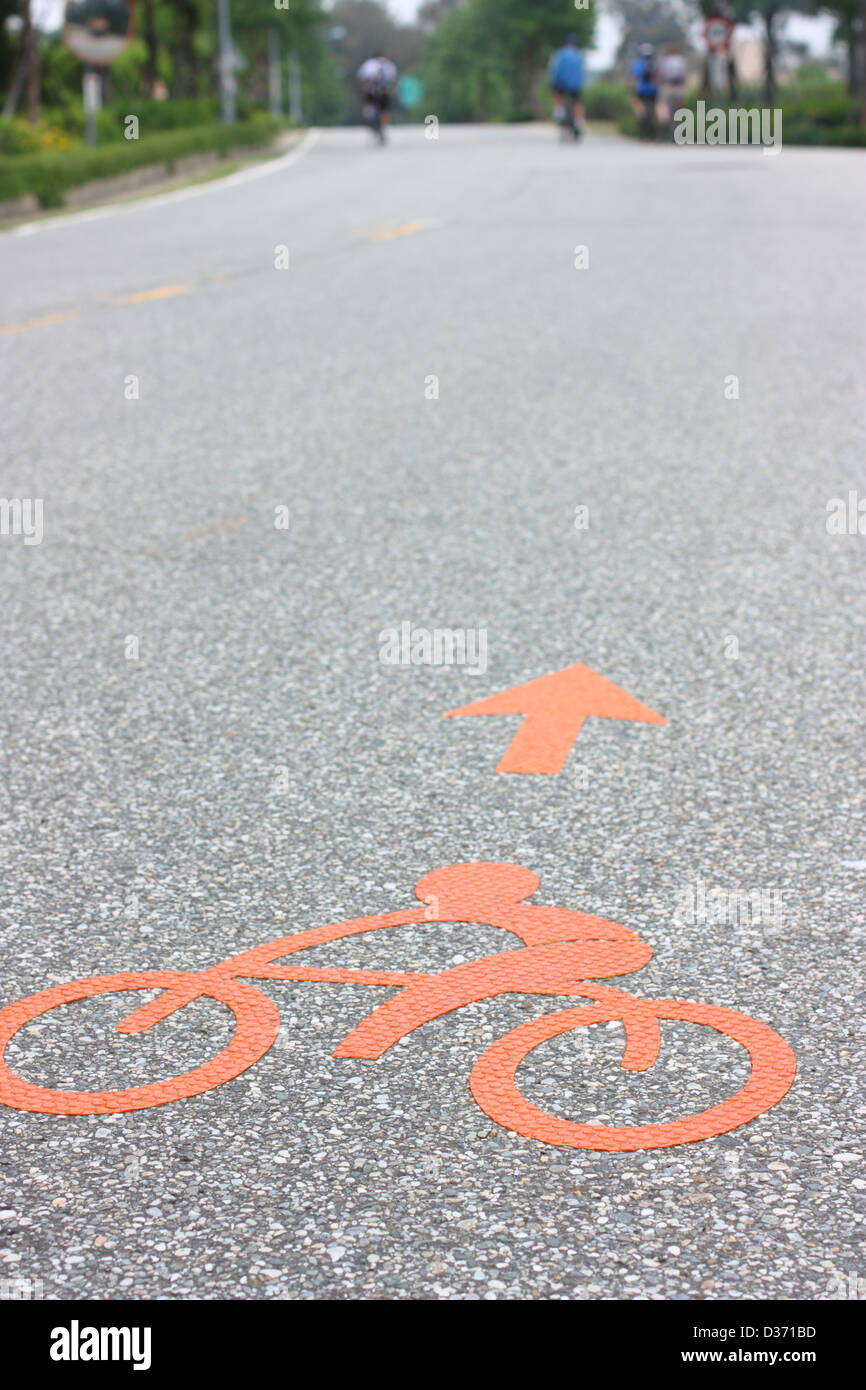A street marker marking a scenic bike route. Kinmen National Park, Kinmen County, Taiwan Stock Photo
