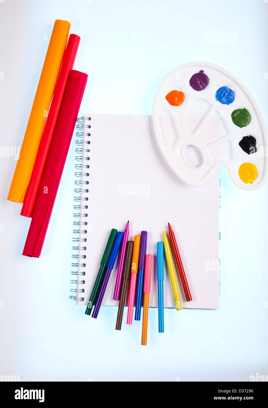 School tools on a white background Stock Photo - Alamy