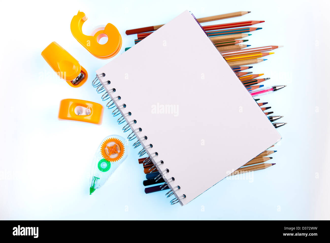 School tools on a white background Stock Photo - Alamy