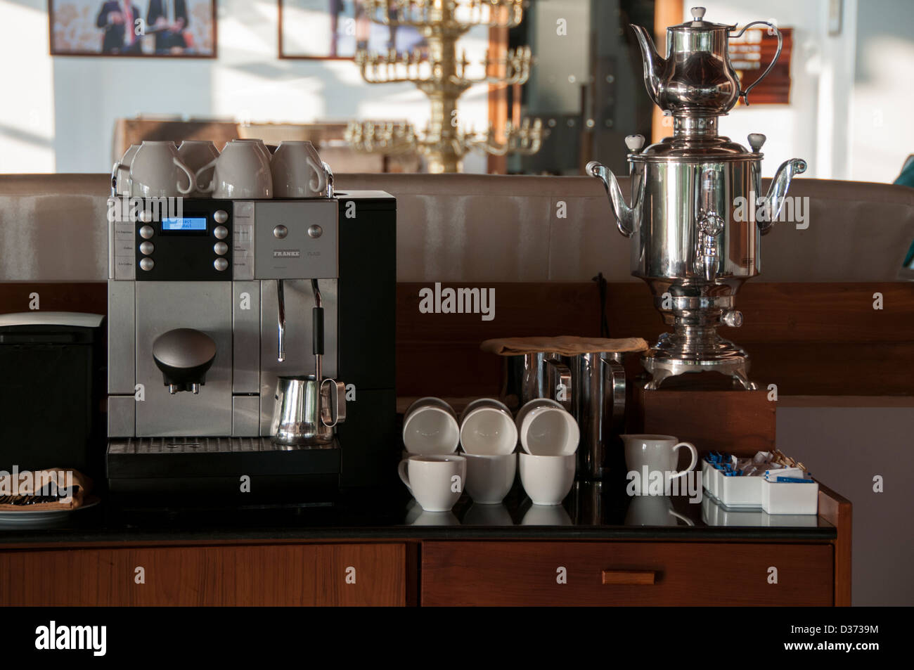 Coffee machine in a restaurant Stock Photo