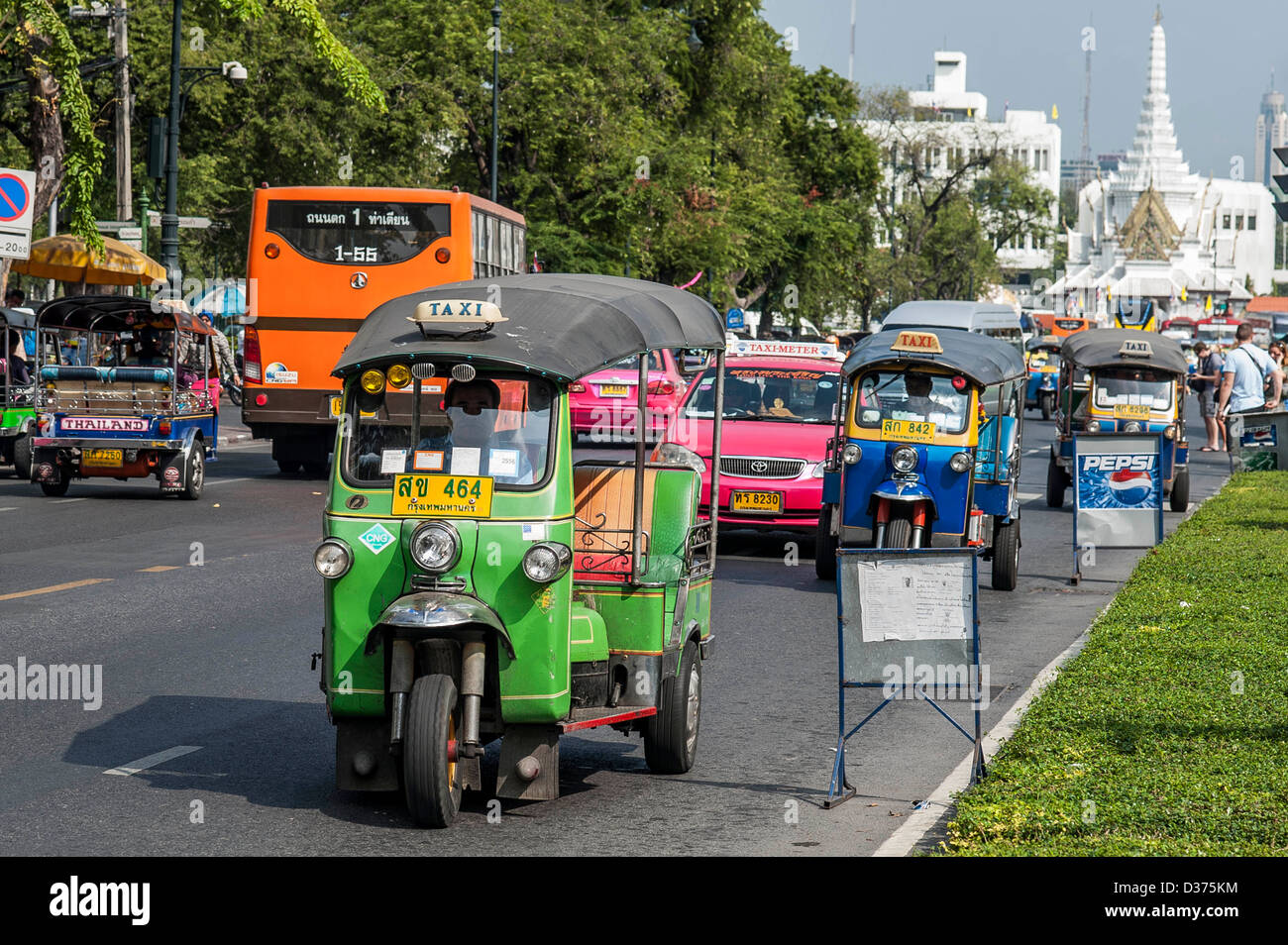 BANGKOK - THAILAND: View of tuc tuc in the streets of Bangkok Stock