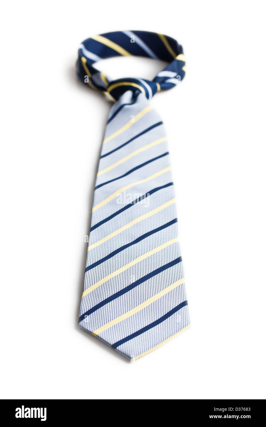 the blue necktie on white background Stock Photo