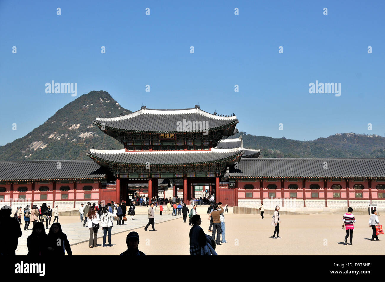 visitors in Gyeongbokgung palace Seoul South Korea Asia Stock Photo