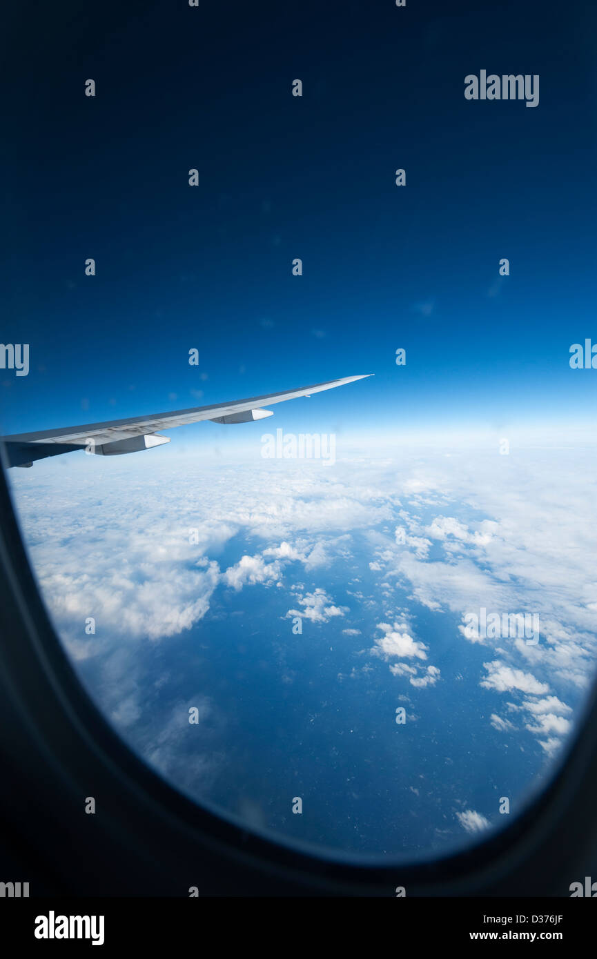 View of the mid-atlantic ocean from an aircraft on a transatlantic flight Stock Photo