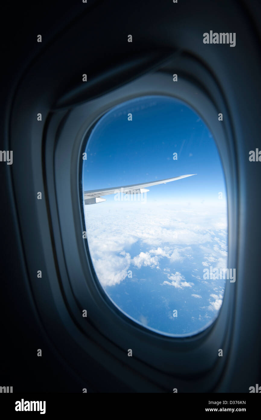 View of the atlantic ocean from an aircraft on a transatlantic flight Stock Photo