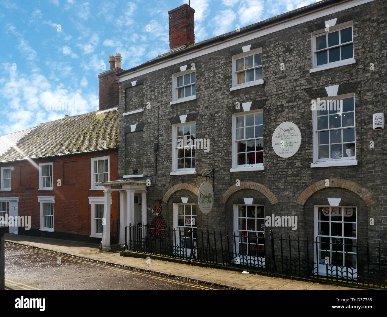 A row of  Georgian style houses in the market town of Framlingham Suffolk, UK Stock Photo
