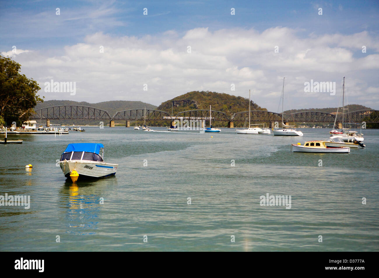 Boats on the water at Dangar Island in Hawkesbury, New South Wales, Australia Stock Photo