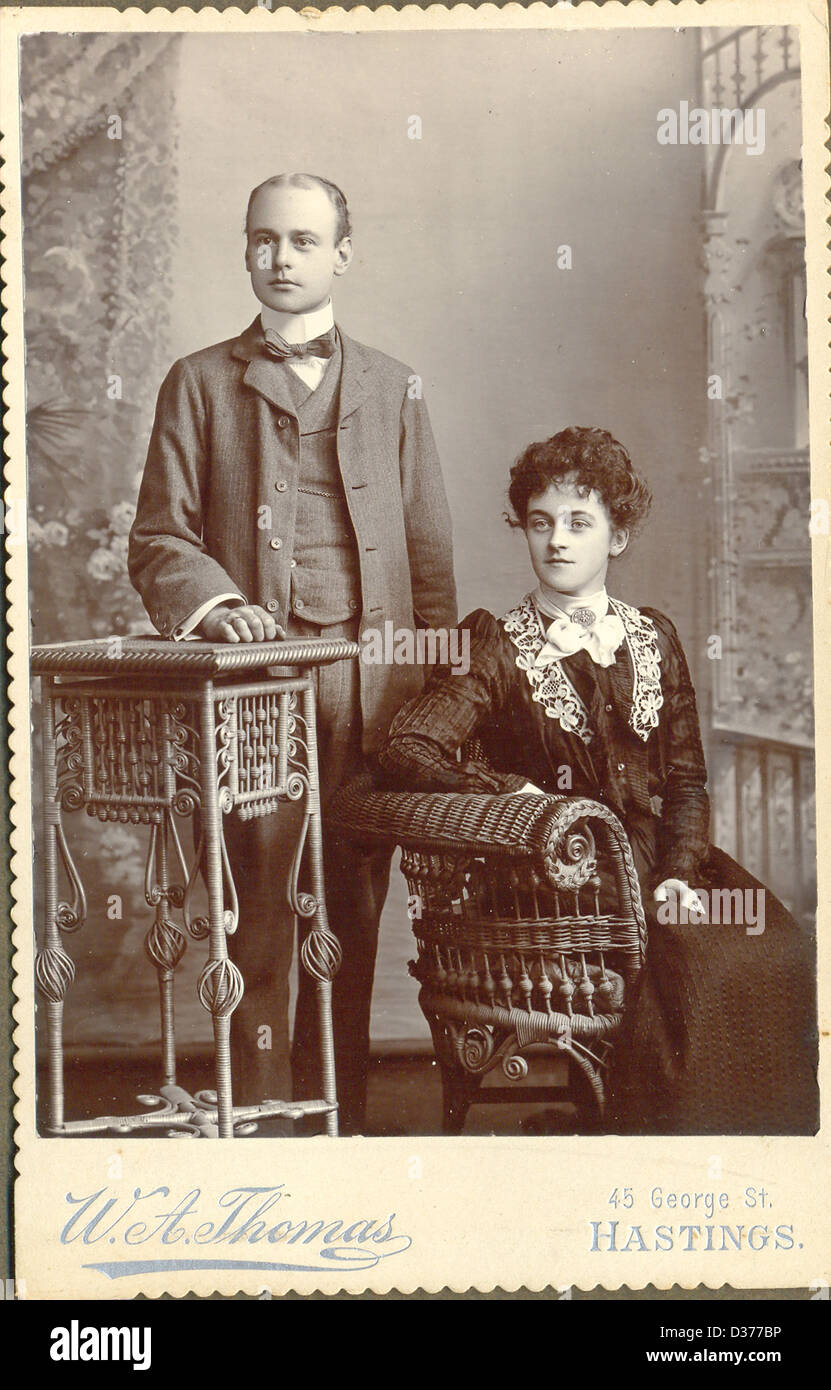 Victorian cabinet portrait photograph of wedding couple Stock Photo