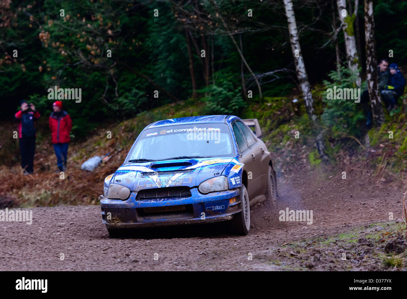 A rally car taking part in the Wyedean forest rally in Wales Stock ...
