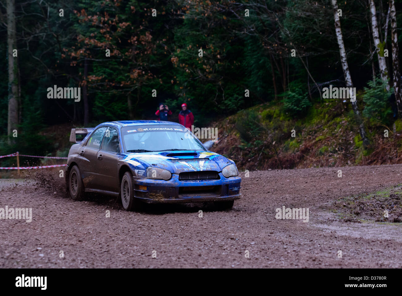 A rally car taking part in the Wyedean forest rally in Wales Stock ...