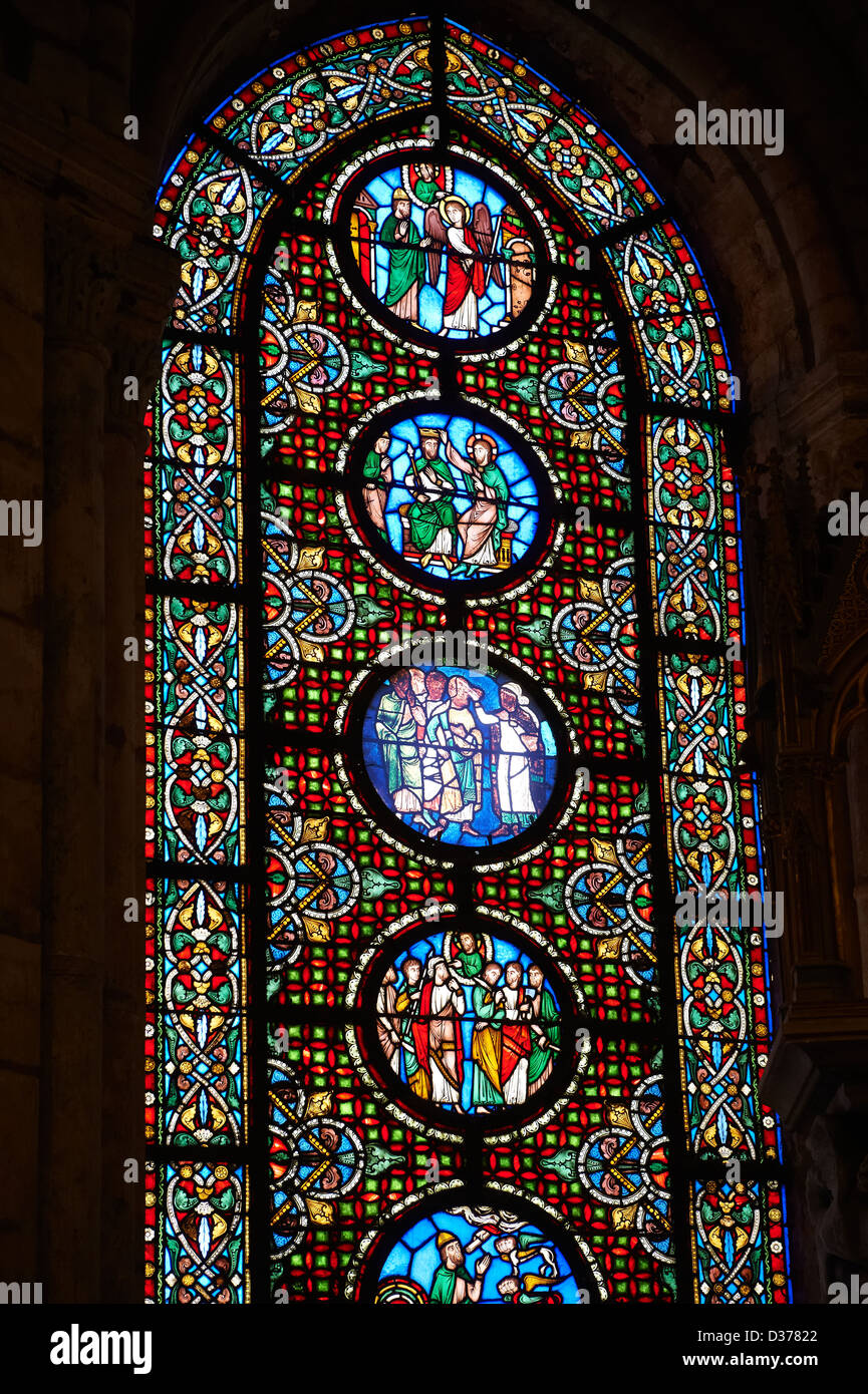 12th century medieval Gothic stained glass depictig the hebrew profit