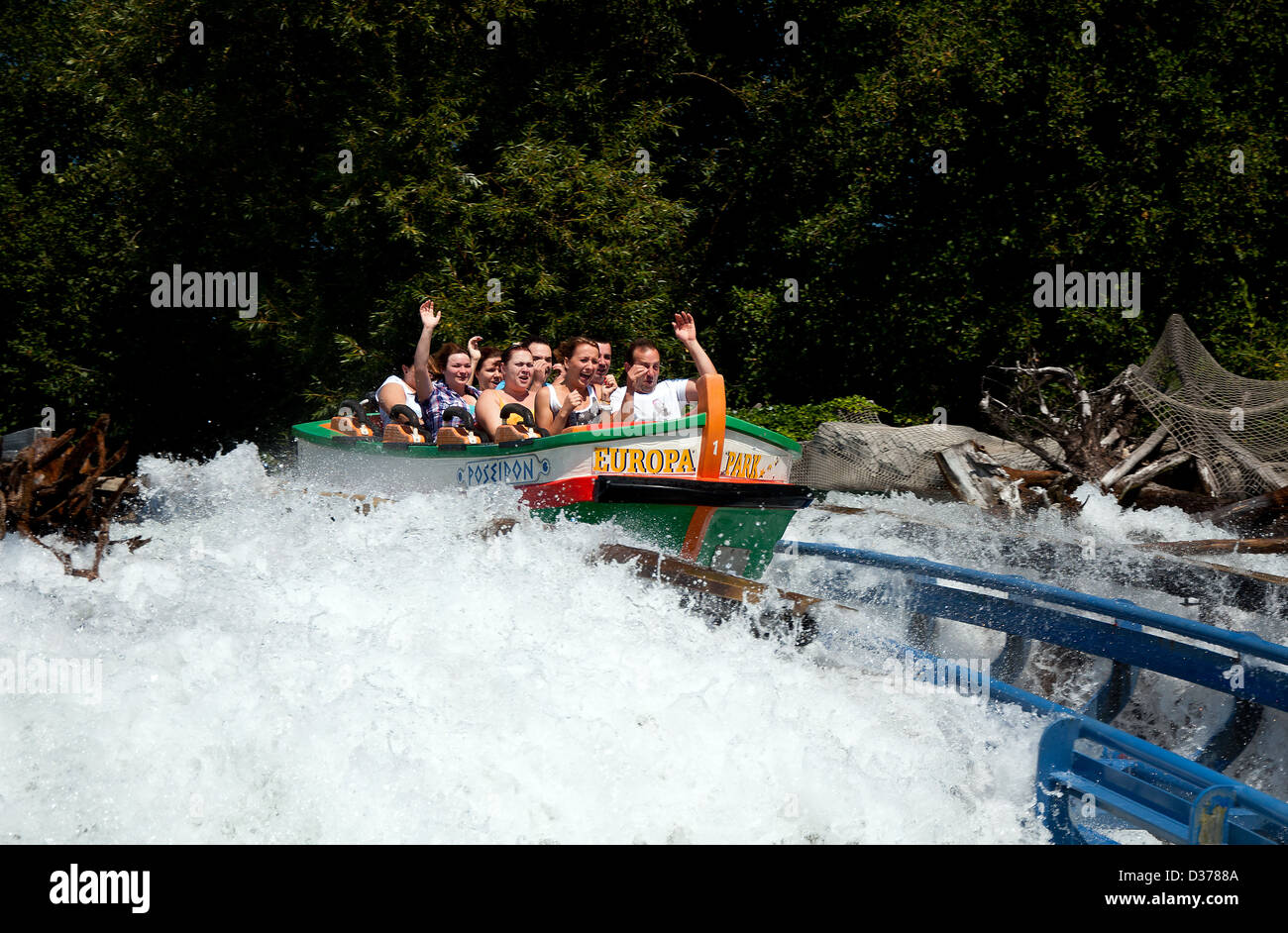 Water Rollercoaster in Europapark in Rust. South Germany Stock Photo