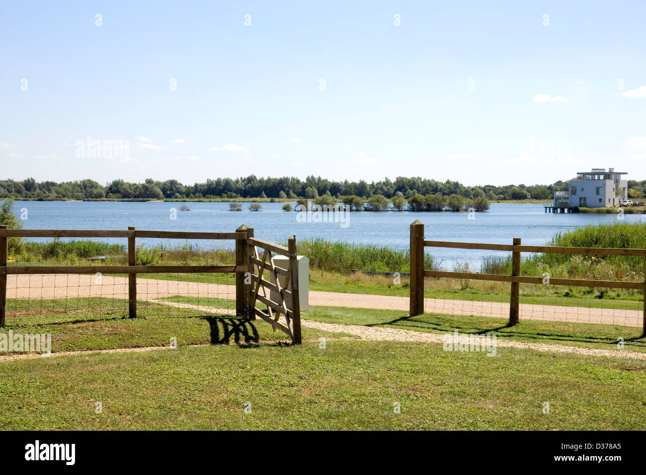 A lake on Lower Mill Estate holiday homes development on The cotswold Water Park near