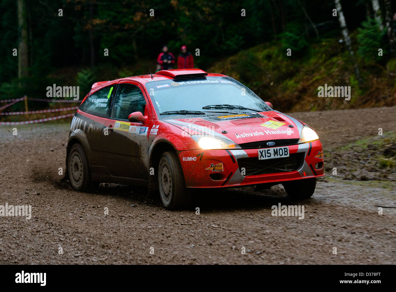 A rally car taking part in the Wyedean forest rally in Wales Stock ...