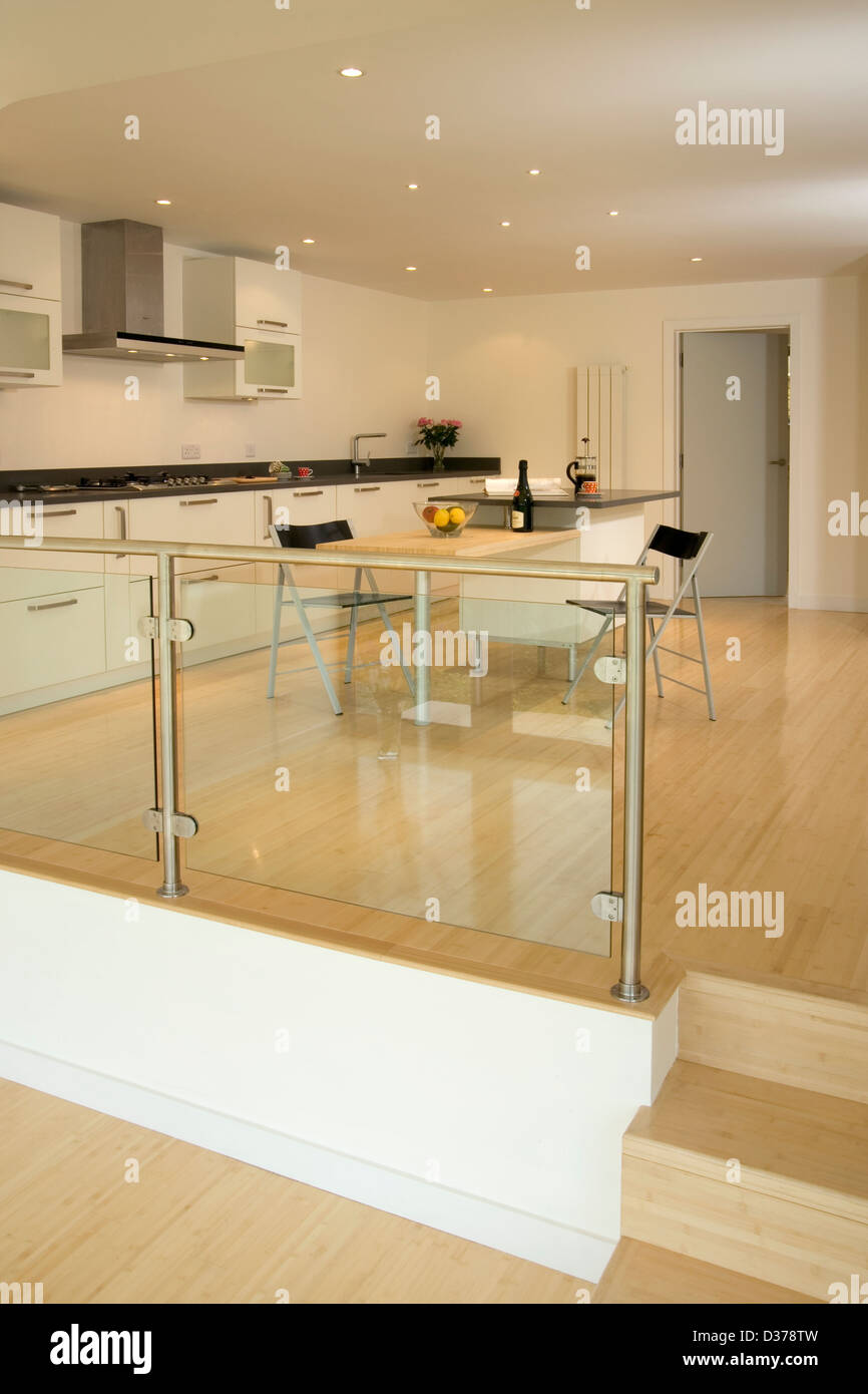 Brand New Contemporary Split Level Kitchen In A New House Stock